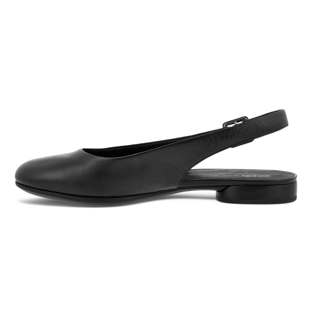 ECCO Womens Dress Shoes Black - Anal Sling-Back Flats - QMJ-590213